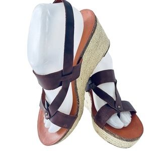 Lucky brand 8M wedges brown leather